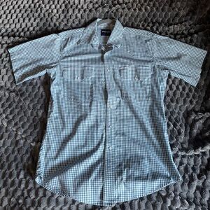 Wrangler Men's Light Blue Plaid Button Down Shirt